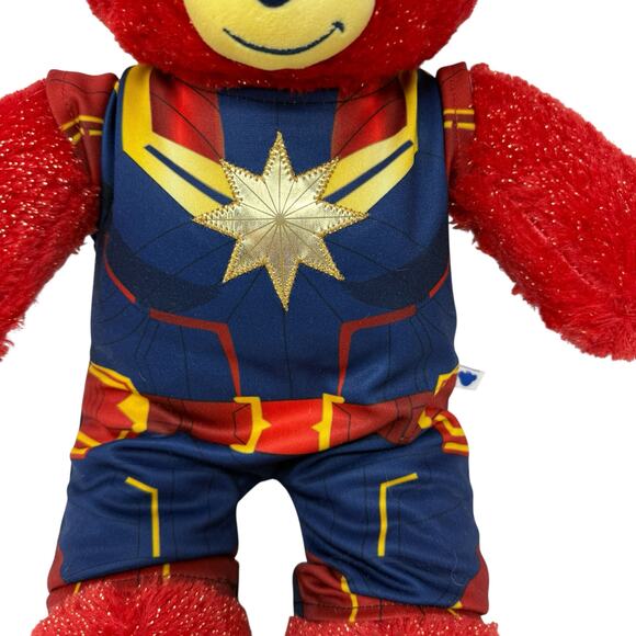 Build a Bear Captain Marvel Plush Red Glitter Bear Superhero Stuffed Animal 16" - Picture 7 of 15